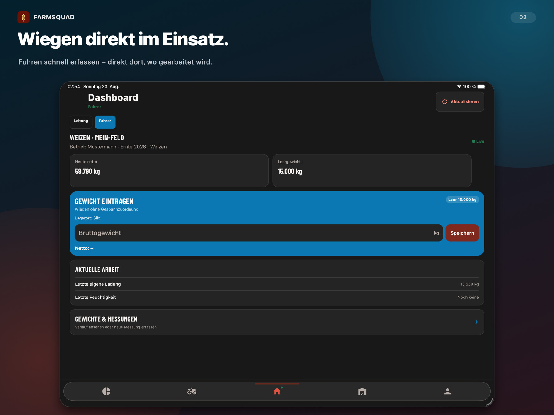Verwiegung auf dem iPad