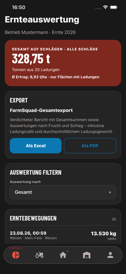 Die Ernte direkt auswerten
