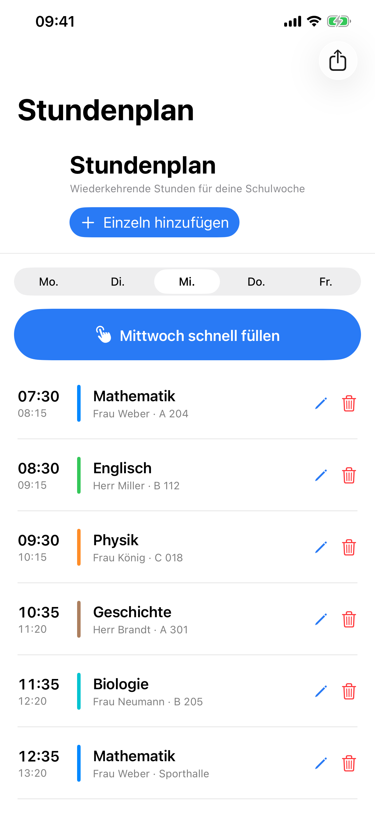 Stundenlot auf dem iPhone: Einmal geplant. Jeden Tag bereit.