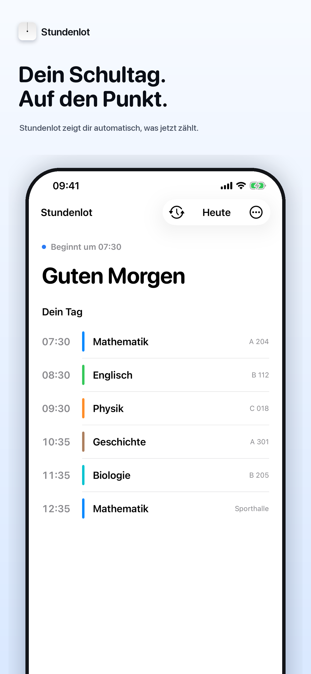 Stundenlot auf dem iPhone: Dein Schultag. Auf den Punkt.